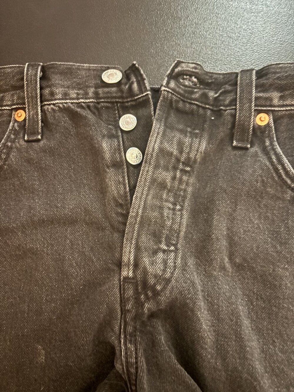 Genuine Levi 501 Cutoff Womens Jeans Shorts Black Sz 28 Frayed